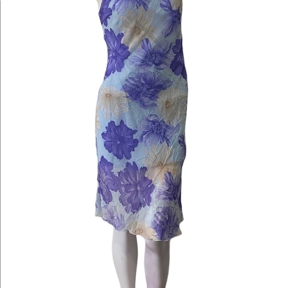 Sense Blues & Purples Spaghetti Strap V Neck Lightweight Chiffon Overlay Sz LG - Picture 6 of 8